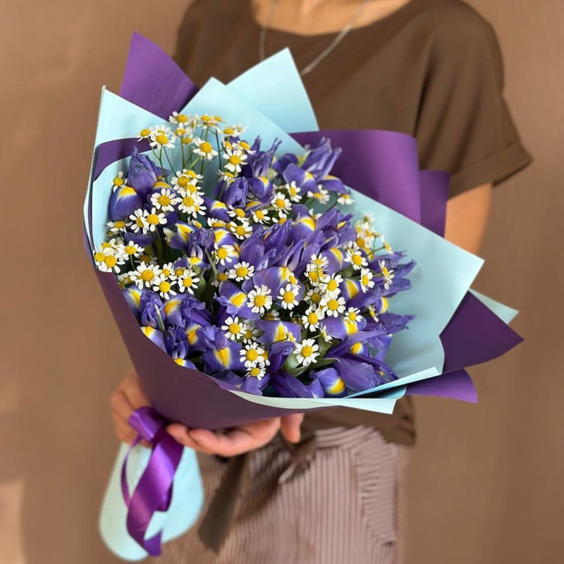 Bouquet of Irises with daisies, standart