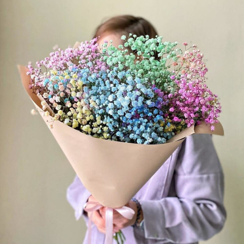 Bouquet of rainbow gypsophila, standart