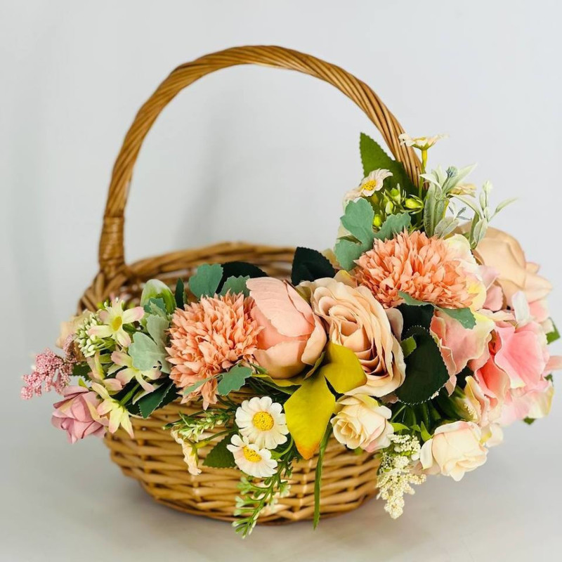 Designer Easter basket with artificial flowers, standart