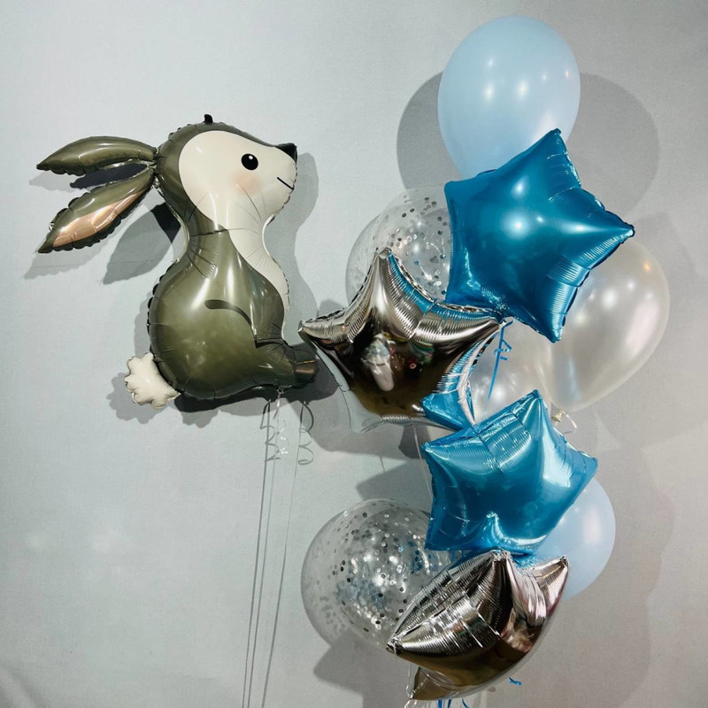 Set of holiday balloons with a bunny, standart