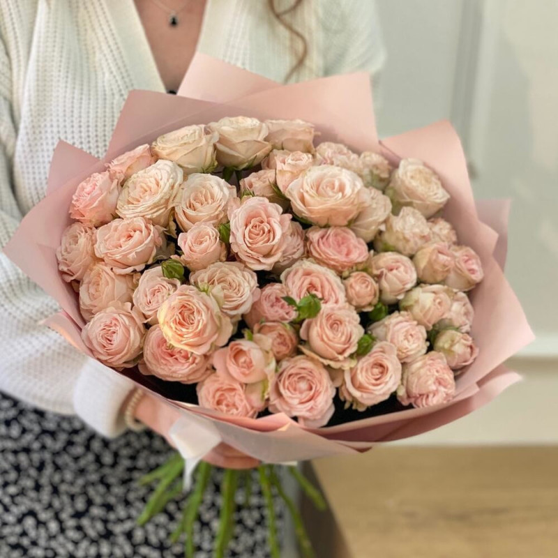 Букет из 15 кустовых розовых роз - «Как ты прекрасна» Арт. 003, стандартный