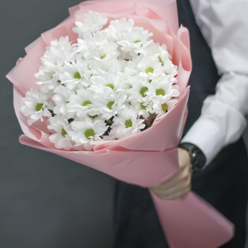 Bouquet of chrysanthemums in a delicate design, standart