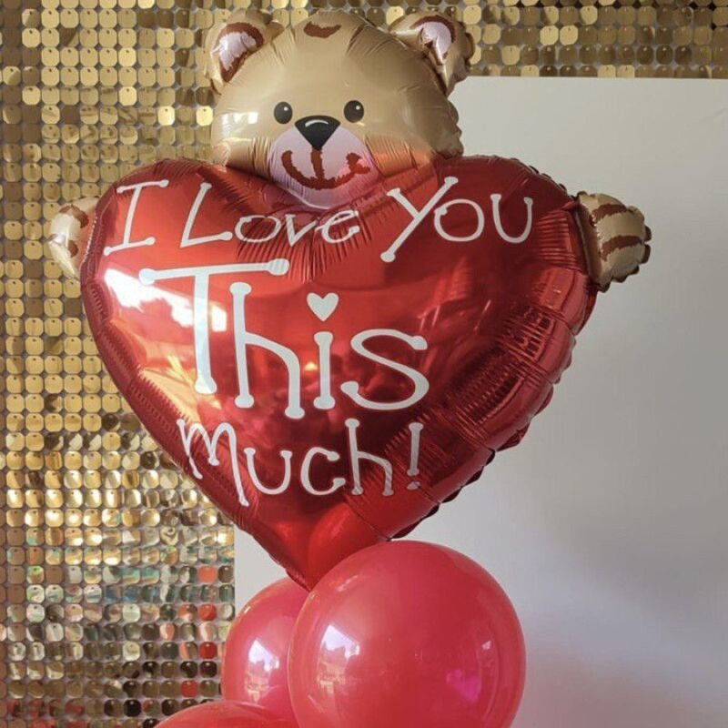 Bear balloon with heart, standart