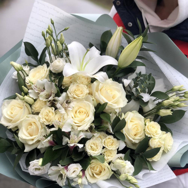 Combined bouquet with a lily, standart