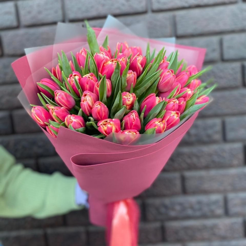 Bouquet of pink peony tulips, standart