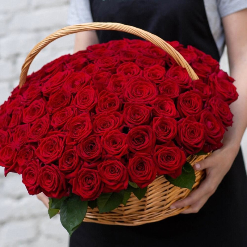 51 roses red Naomi in a basket, standart