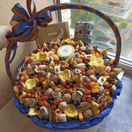 A set of dried fruits in a basket