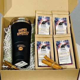 Подарочный набор для мужчины зерновой кофе с термокружкой