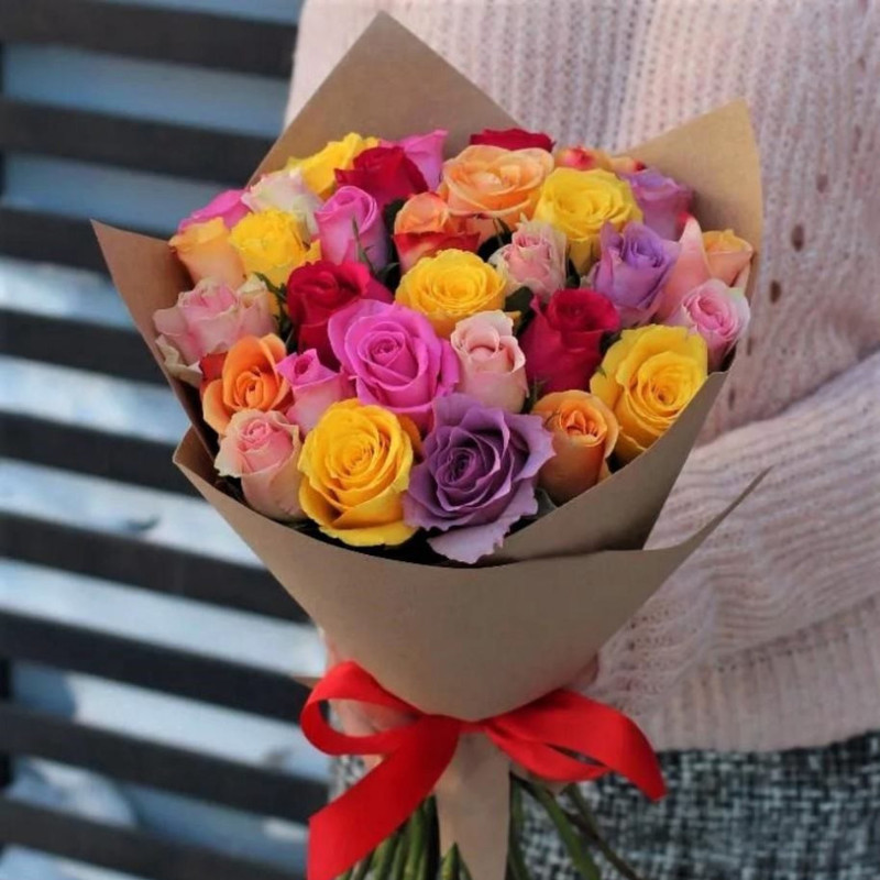 Bouquet of colorful roses, standart