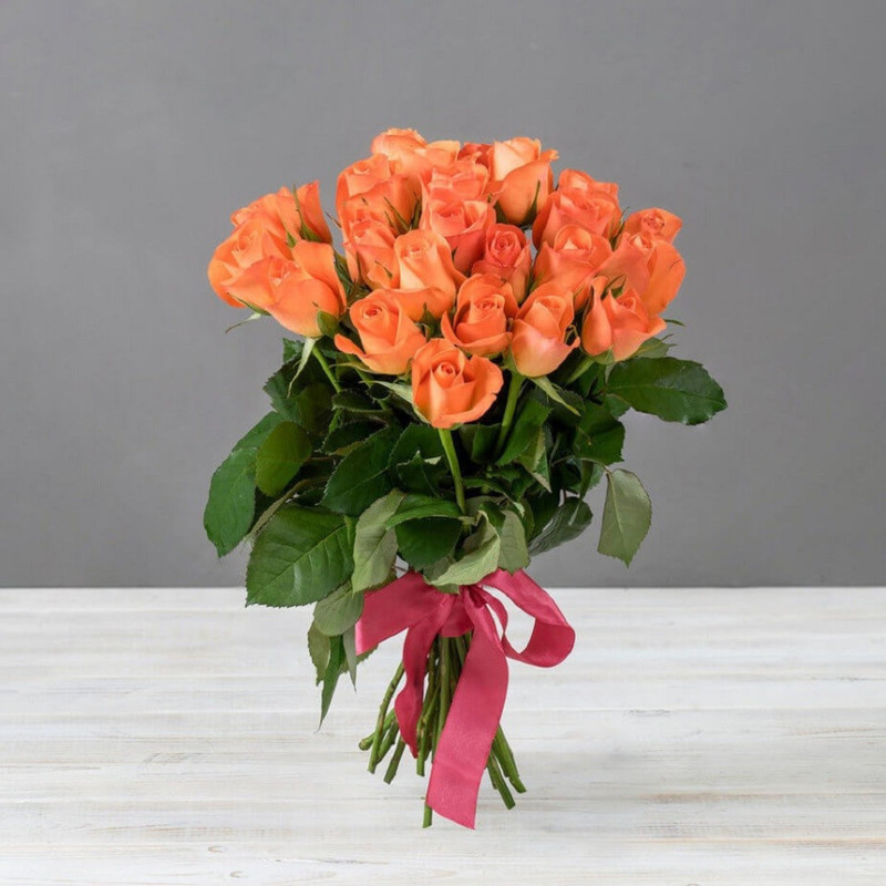 Bouquet of 25 orange Kenyan roses, standart