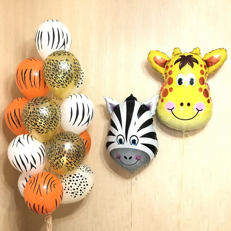 Set of Safari Africa balloons with zebra and giraffe, standart