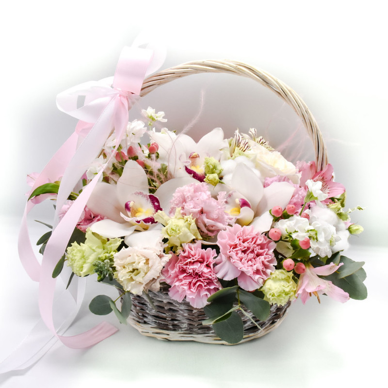 Basket with orchids and cotton, standart