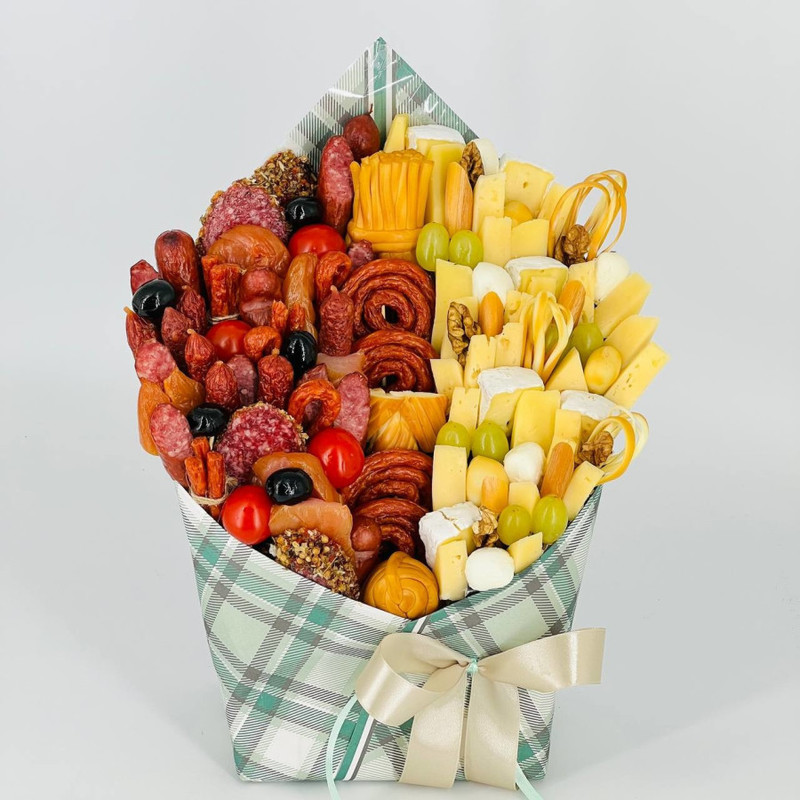 Cheese and sausage bouquet in an envelope, standart