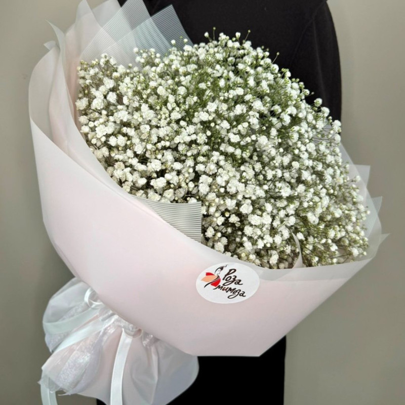 Large bouquet of white gypsophila, standart