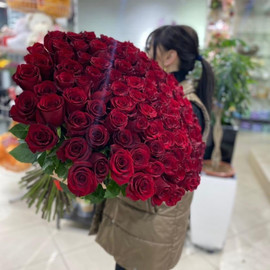 101 tall red rose