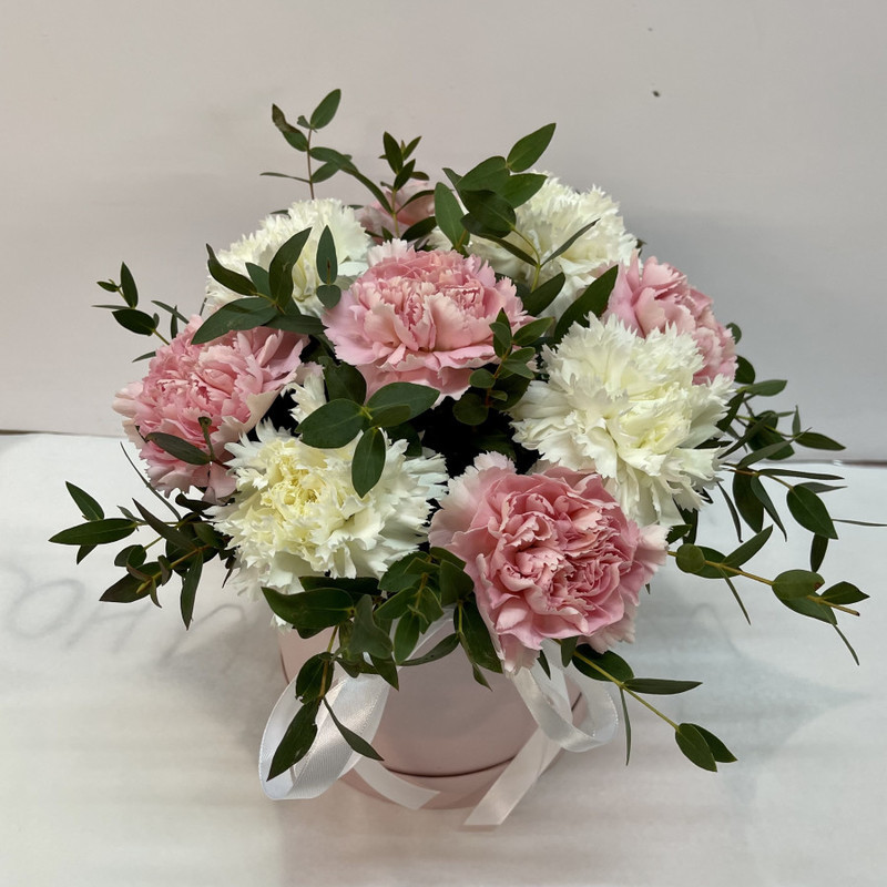 Delicate carnations in a box, standart
