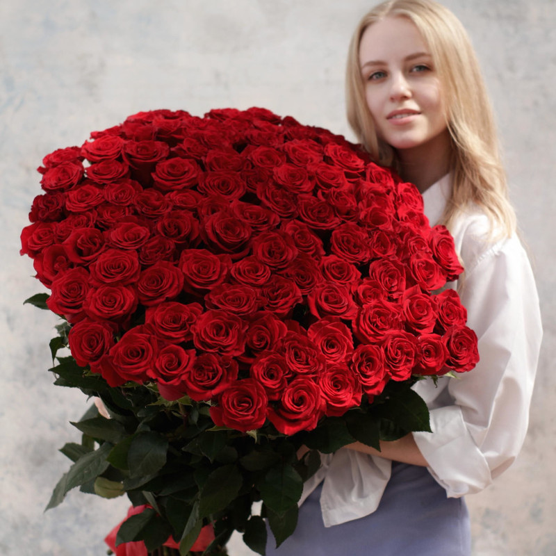 101 красная роза 70 см, стандартный