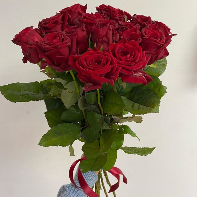 Bouquet of 11 burgundy roses 50 cm, standart