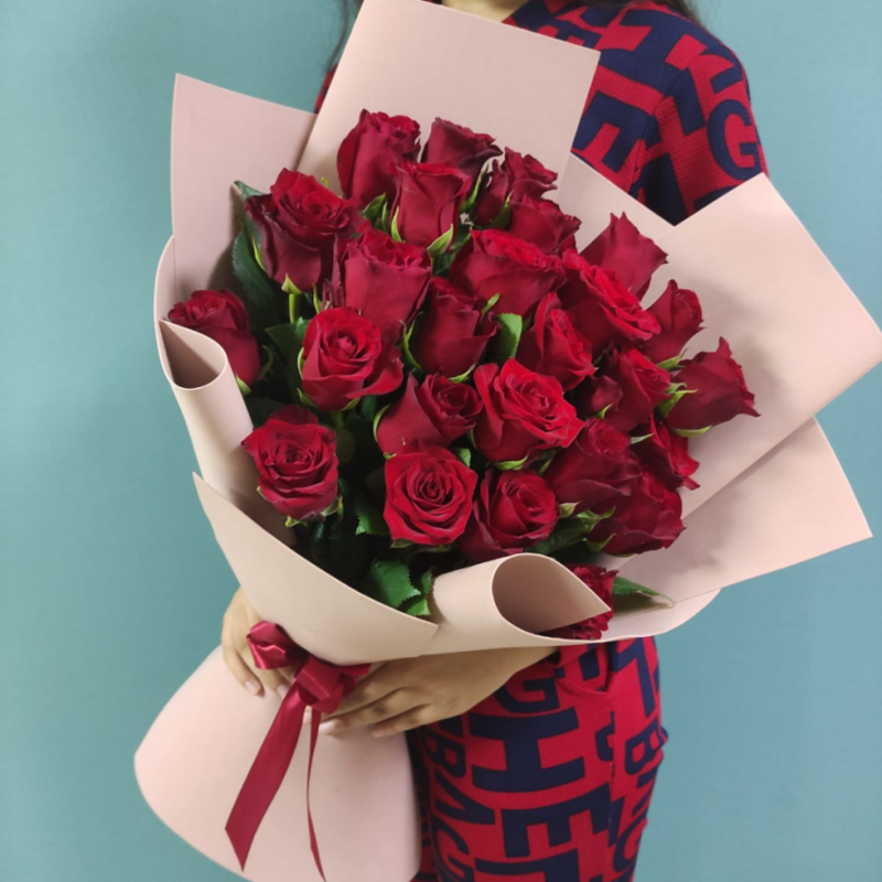 Bouquet of 25 Red Roses, standart