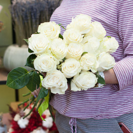 Bouquet of white roses (15 roses)