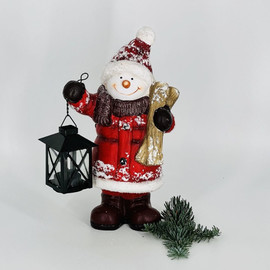 Новогодний сувенир подсвечник снеговик с фонариком