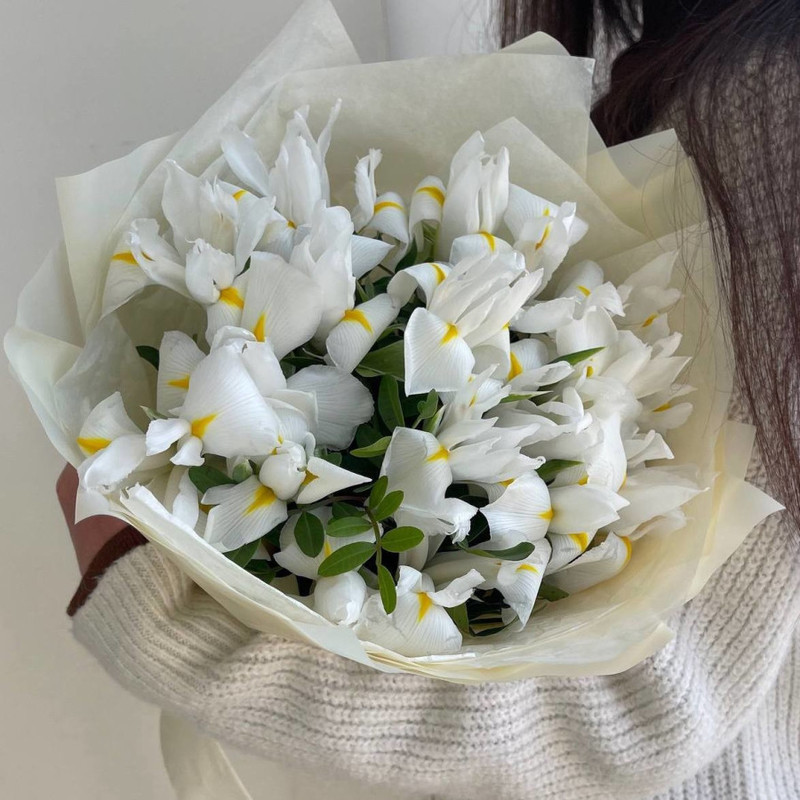 Bouquet of white irises, standart