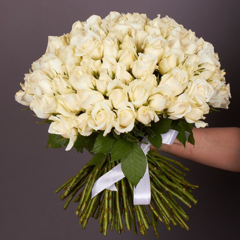 Bouquet of 101 white roses, mini