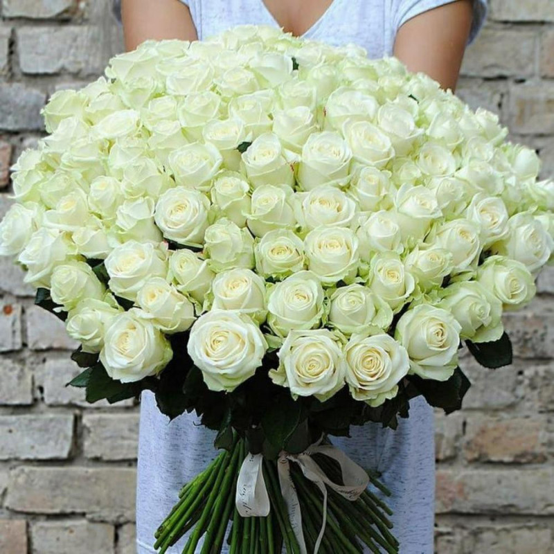 Bouquet of 101 roses White Ecuador 50 cm, standart