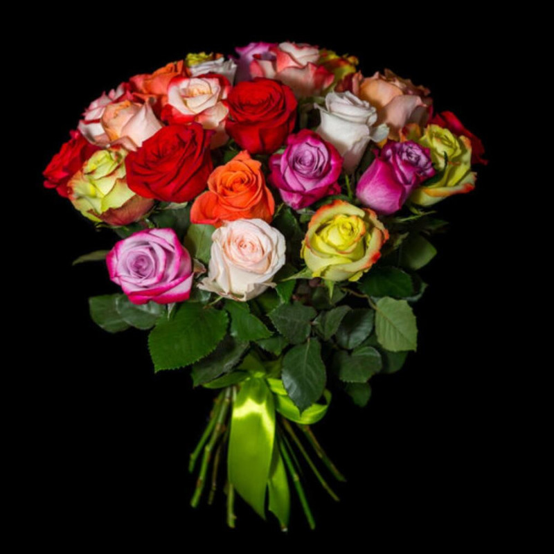 25 multi-colored roses 80 cm, standart