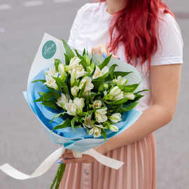 Bouquet of 5 white alstroemerias