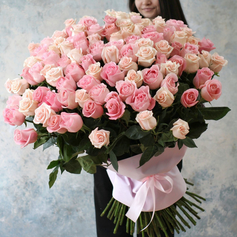 Bouquet of 101 Dutch roses "Pink mix", standart