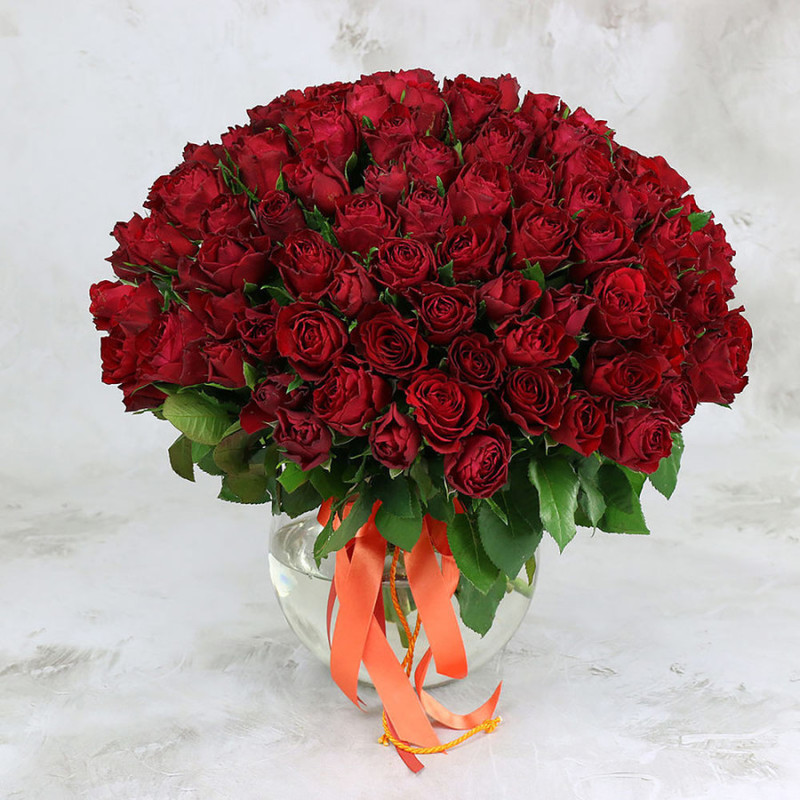 Букет из 101 красной розы 40 см, стандартный