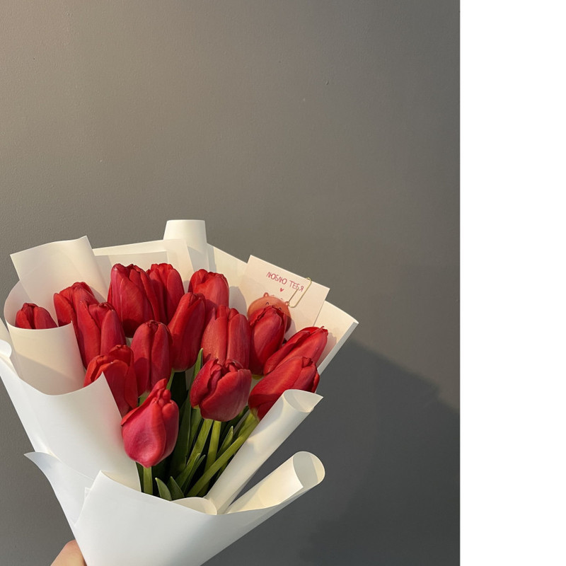 Bouquet of red tulips, standart