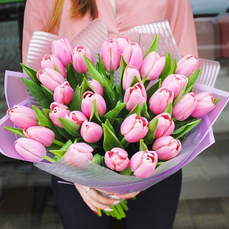 25 pink tulips, standart