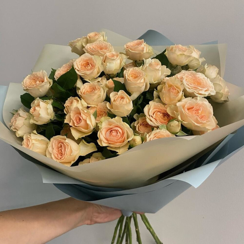 Bouquet of 9 spray peach roses samsara 50 cm, standart