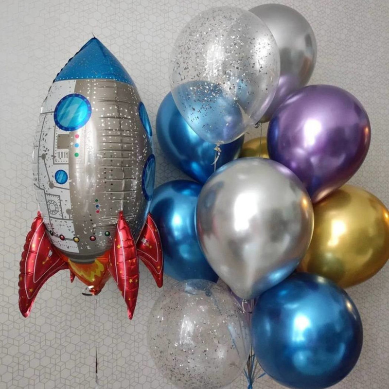Space balloon set with rocket, standart