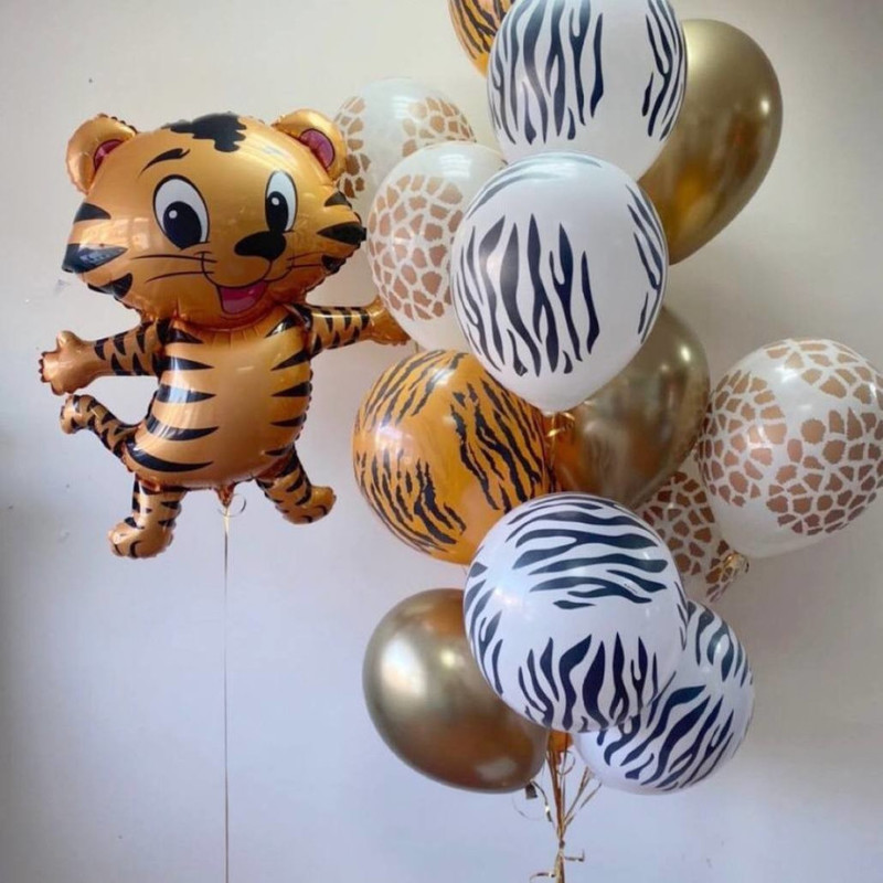 Composition of balloons with a tiger, standart