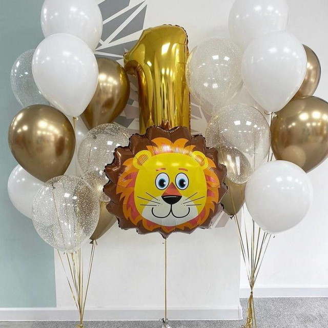 Воздушные шары на 1 год со львёнком, стандартный