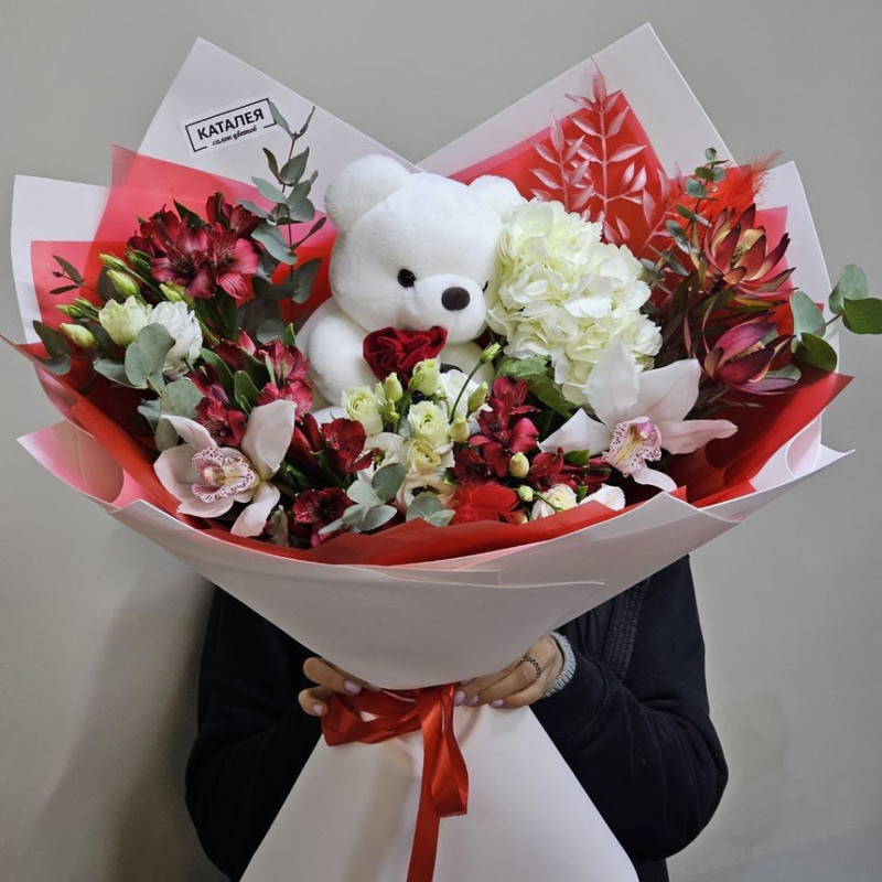 bouquet with teddy bear, standart