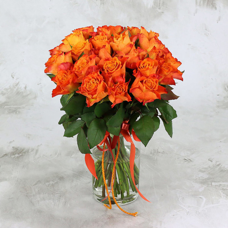 Bouquet of 25 orange roses 40 cm, premium