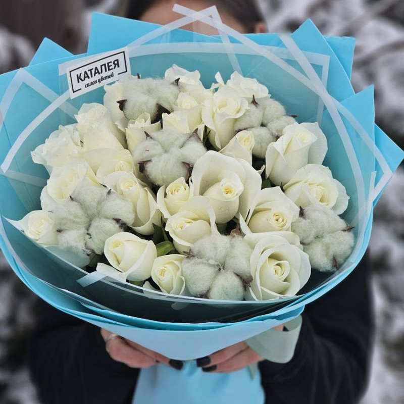 bouquet of 25 white roses, standart