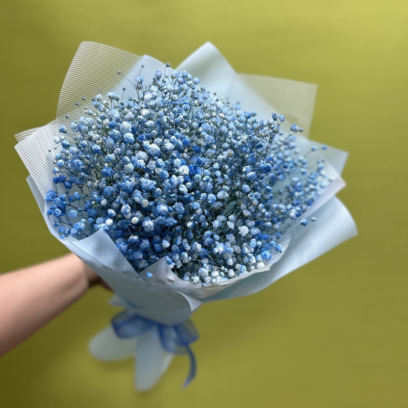 Mono bouquet of blue gypsophila, standart