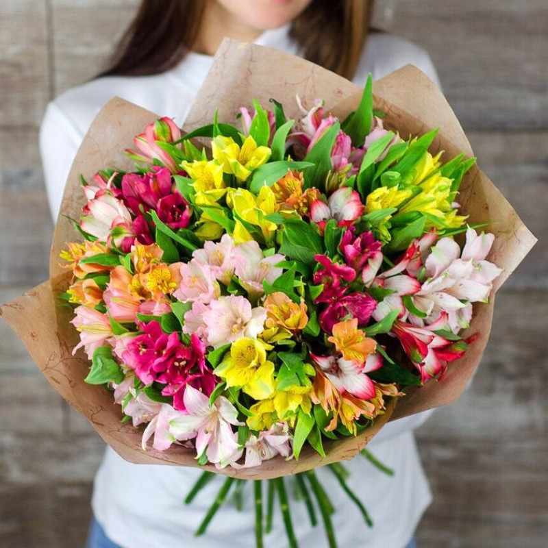 Bright bouquet of alstroemerias, standart