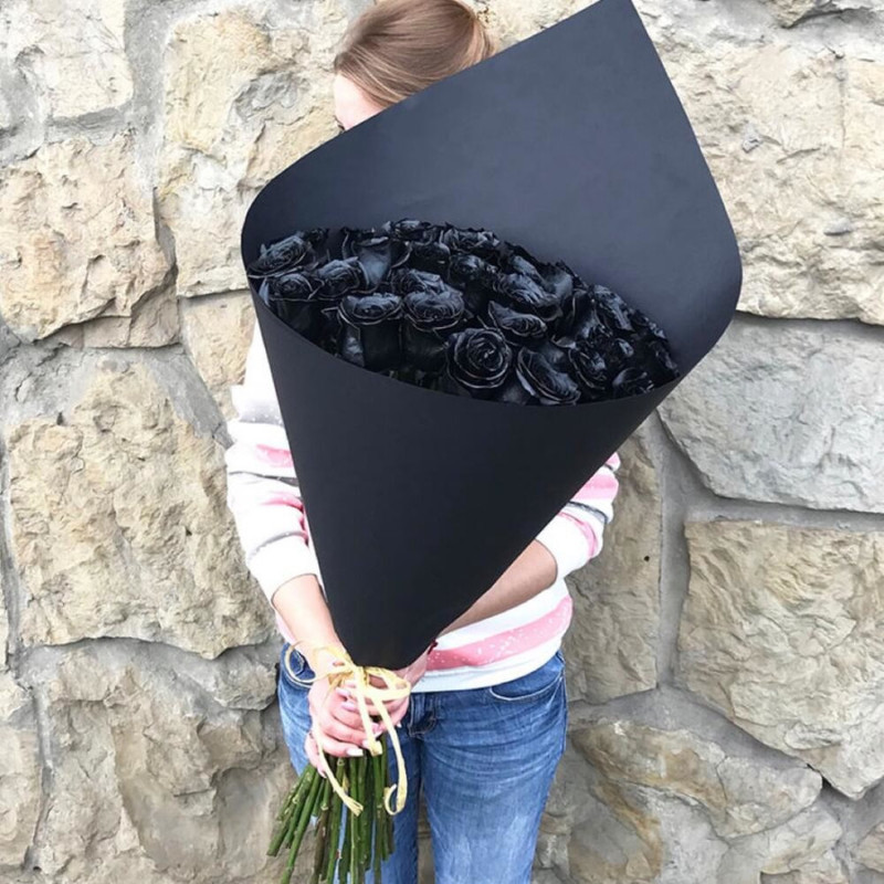 25 чёрных Эквадорских роз 80 см, стандартный