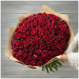 Bouquet of 101 red roses 40cm in craft