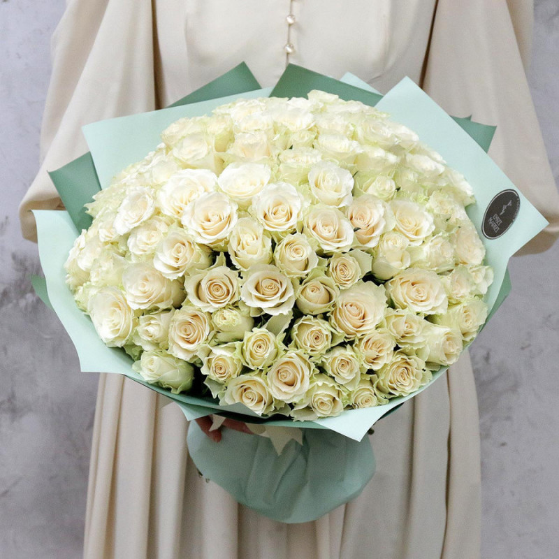 Bouquet of 101 roses - White nights (40 cm), standart