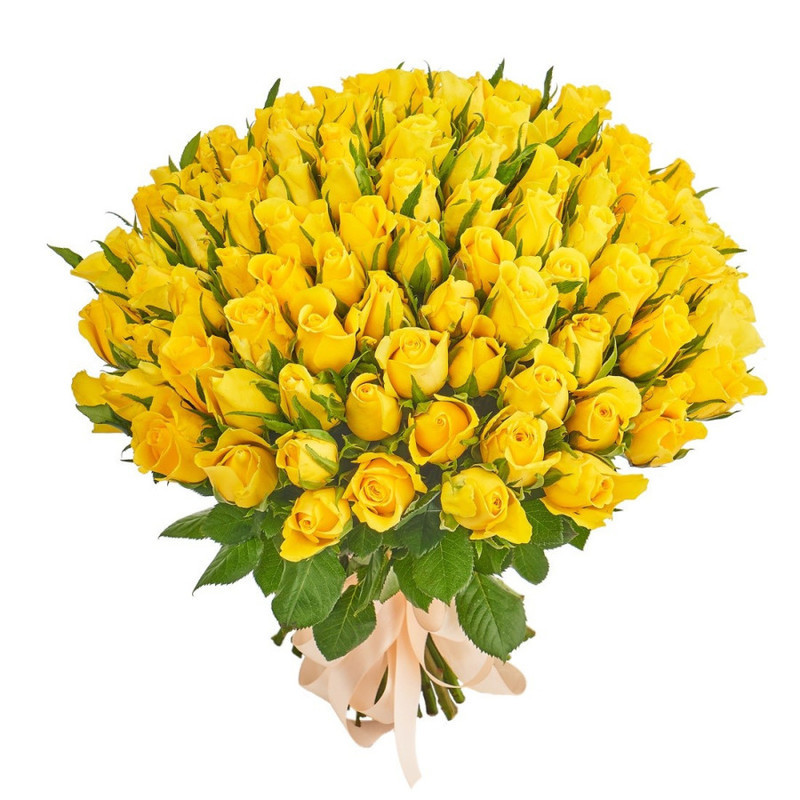 Bouquet of 101 yellow Kenyan roses, standart