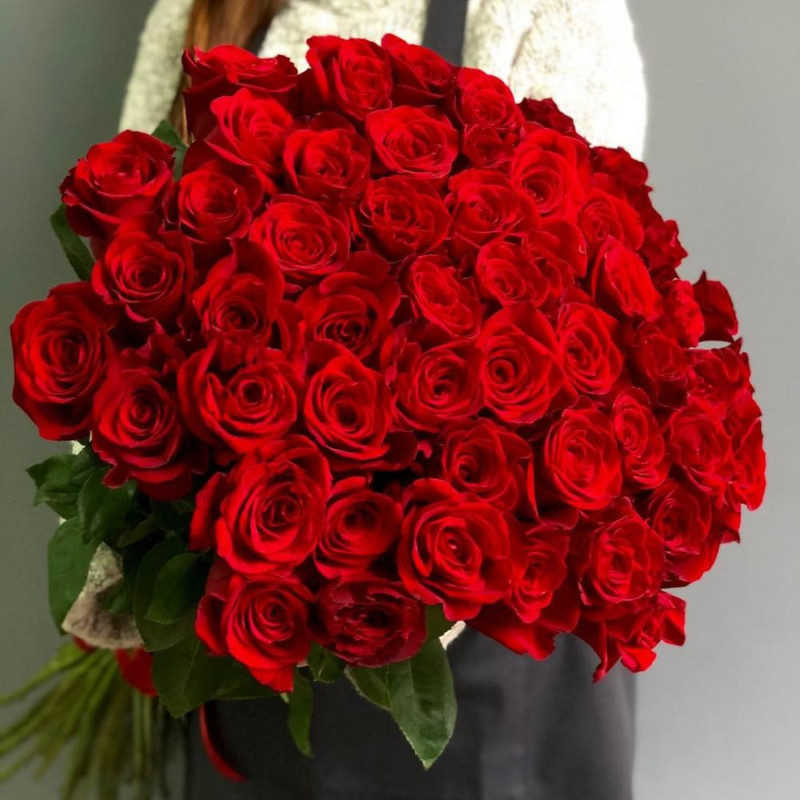 Букет из 51 красной розы 50 см, стандартный