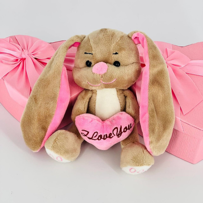 Мягкая игрушка кролик с сердцем 15 см, стандартный
