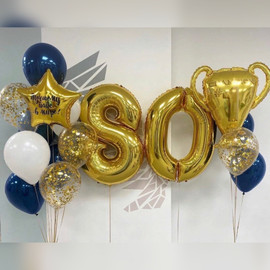 Set of balloons with numbers and goblet
